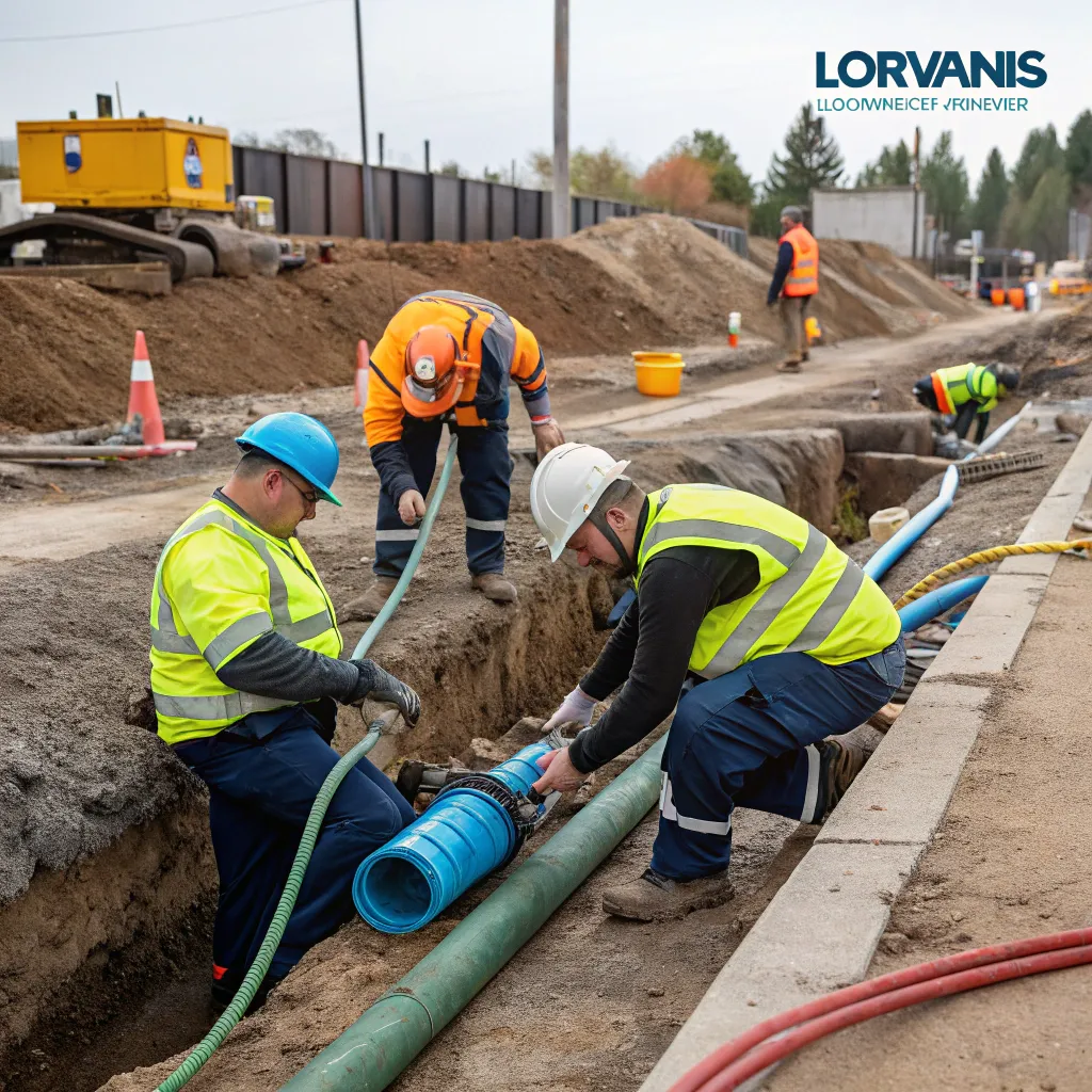 Team of professionals at LORVANIS working on a drainage project